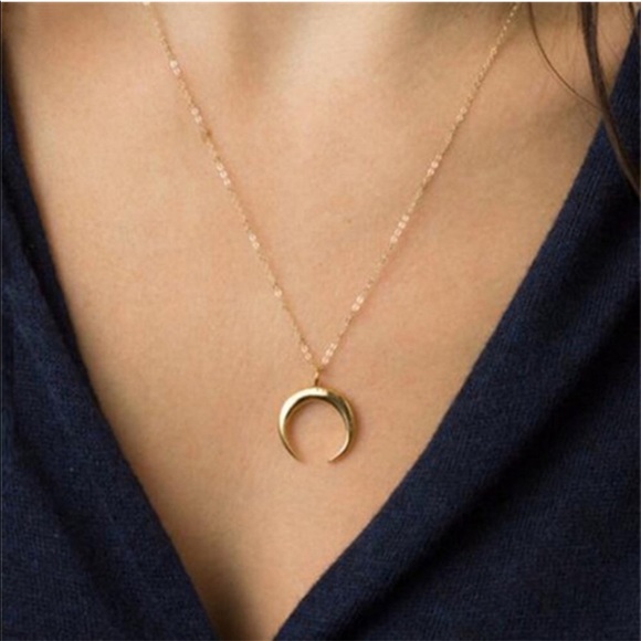 Boutique Jewelry - Crescent Horn Necklace in Gold Tone